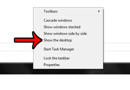 show the desktop in windows 7