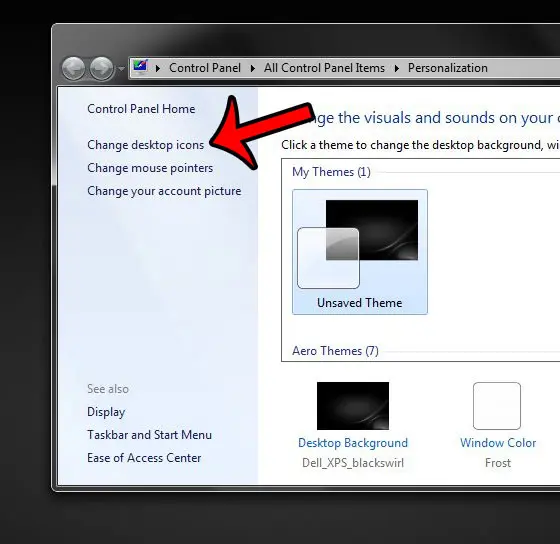 click the change the desktop icons link