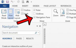 open the navigation pane in word 2013