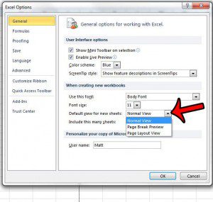 set page layout view as default in excel 2010