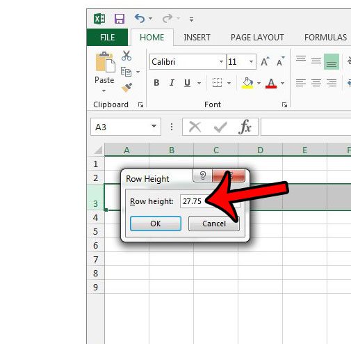 what is the height of a row in Excel