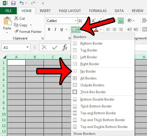 remove borders in excel 2013