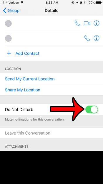 mute group message notificatiosn in ios 9