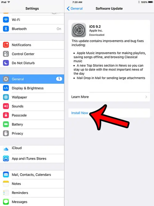 how to check for ios updates on an ipad