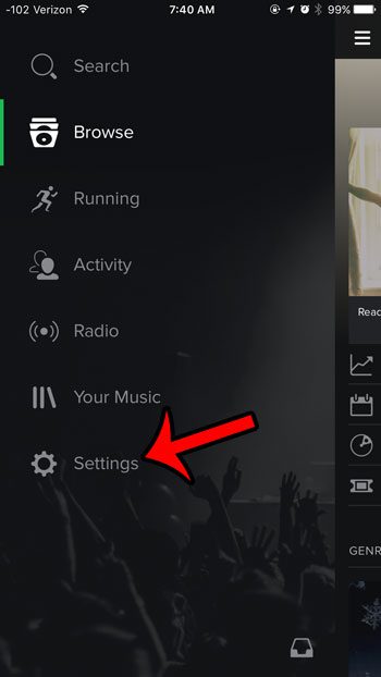 open the spotify settings menu