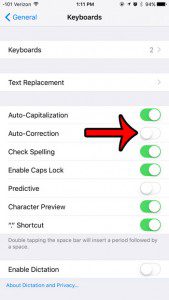 turn off autocorrect in ios 9