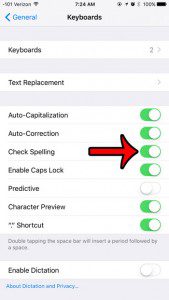 how to turn on spell check in ios 9