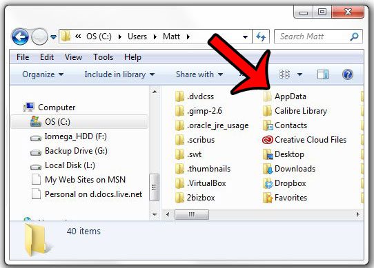 where is the appdata folder in windows 7