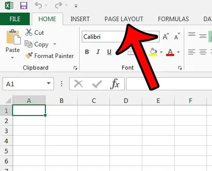 click the page layout tab