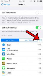 view battery usage details in ios 9