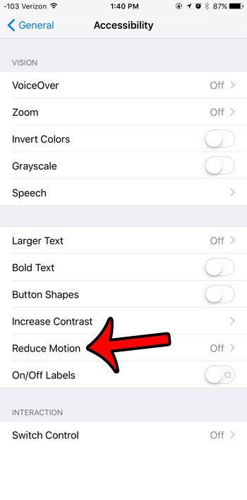 open reduce motion menu