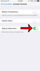 how to make the color white less bright on iphone