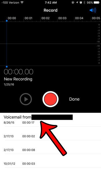 voicemail in the voice memos app