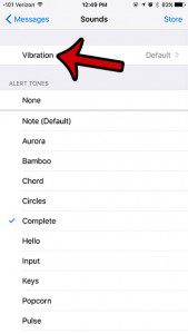 turn off vibration for iphone text messages