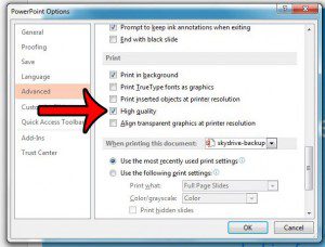 print presentatiosn at high quality by default in powerpoint 2013
