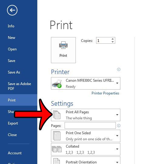 click the print all pages button