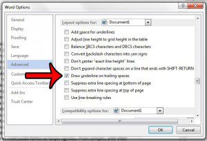 how to underline blank spaces in word 2013