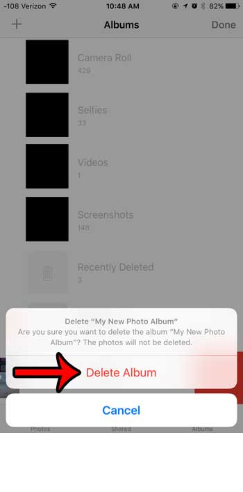 delete photo folder on iphone 6