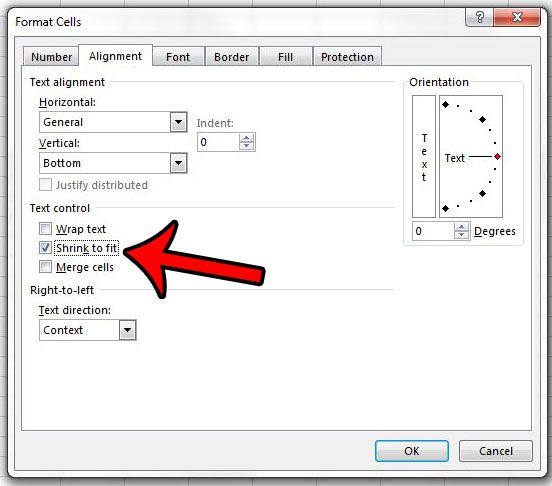 how to shrink to fit in excel 2013