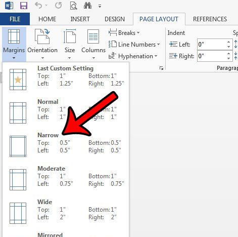 how to set narrow margins by default