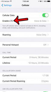 enable lte menu