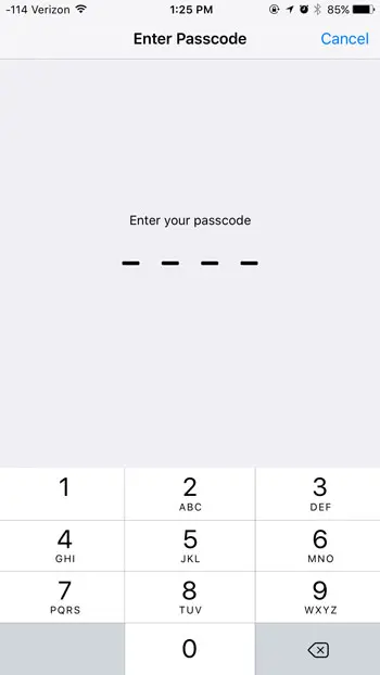 enter the passcode