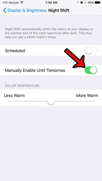 manually enable night shift