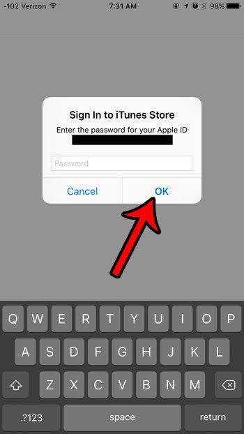 enter itunes password