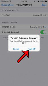 turn off tidal automatic renewal