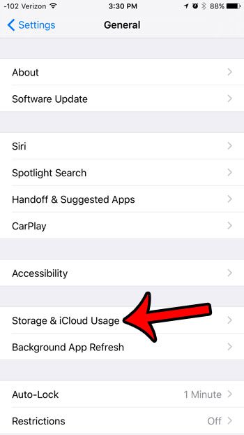 tap storage and icloud usage