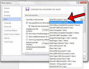 default save format in word 2013