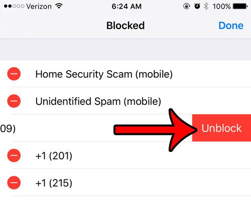 unblock a number on iphone