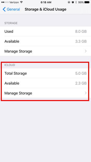 how much icloud storage is left