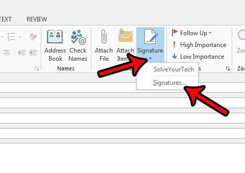 click signature arrow, then click signatures