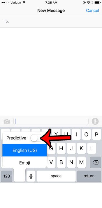 turn off predictive from keyboard