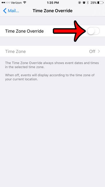 time zone override for calendar events