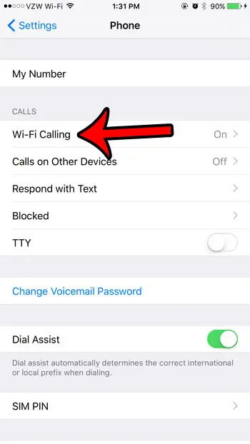 select wifi calling