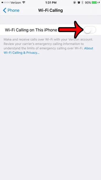 turn off verizon wifi calling