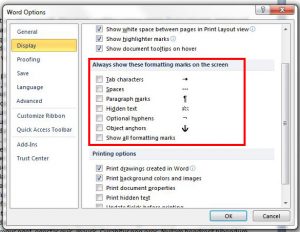 uncheck any other formatting marks that are enabled