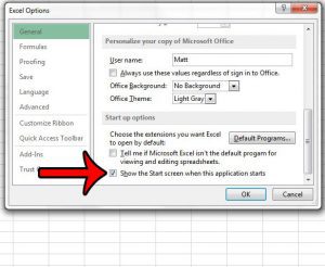 disable start screen in excel 2013