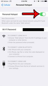 turn on personal hotspot