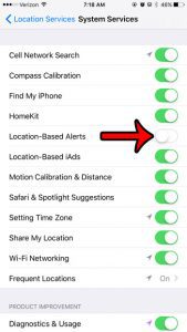 turn off location-based alerts