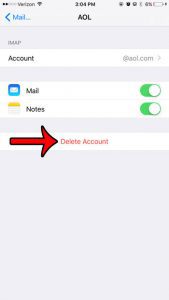 remove mail account from iphone