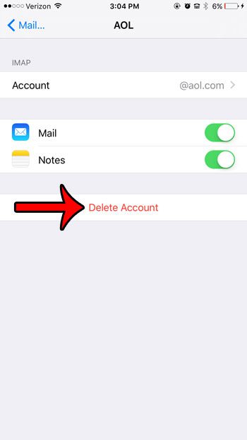 remove mail account from iphone