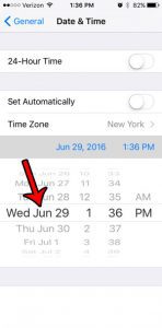 change today's date on your iPhone