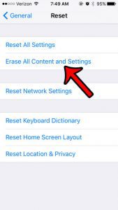 factory reset iphone 5 in ios 9