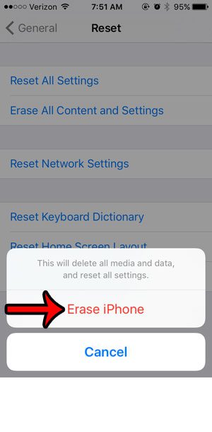 confirm erasing iphone 5