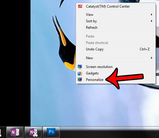 right-click desktop, click personalize