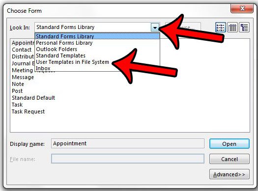 user templates in file system