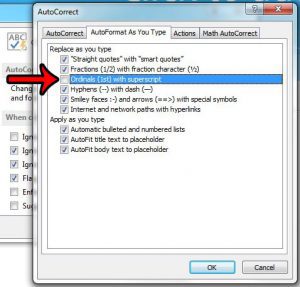 turn off automatic superscript powerpoint 2013